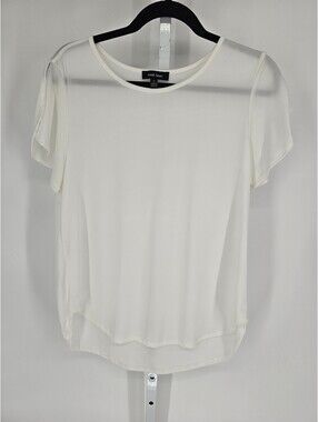 Must Have Womens Sz S Lightweight Solid White Blouse Short Sleeve